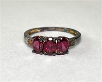 Vintage Sterling Ruby Ring 2 Grams Size 6