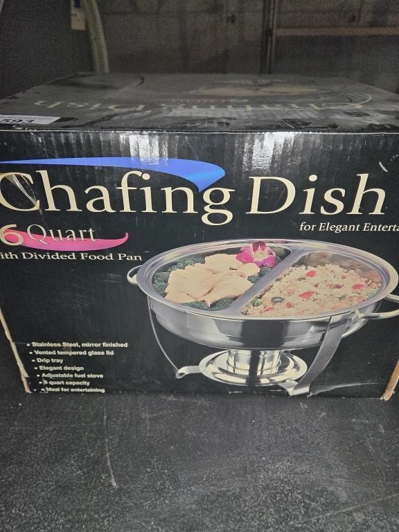 6 QT CHAFING DISH WITH DIVIDED FOOD PAN