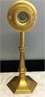 LANDAU BRASS WIND UP CLOCK ON STAND WITH KEY