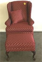 QUEEN ANNE STYLE WINGBACK CHAIR AND MATCHING