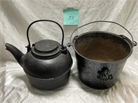 Cast Iron Teapot + Pail w/ Handle