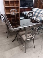 METAL GLASS TOP TABLE WITH 4 CHAIRS