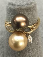 14kt Gold Ring w/ Pearls sz 8