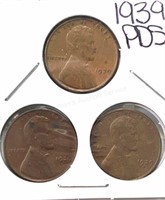 1939 PDS Lincoln Wheat Cents
