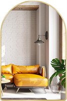 Gold Arched Mirror  Brushed Metal  24x36 inch