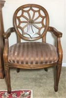 Ornate Dark Gold Upholstered Accent Chair