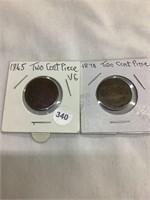 1865 & 1870 2 Cent Coins