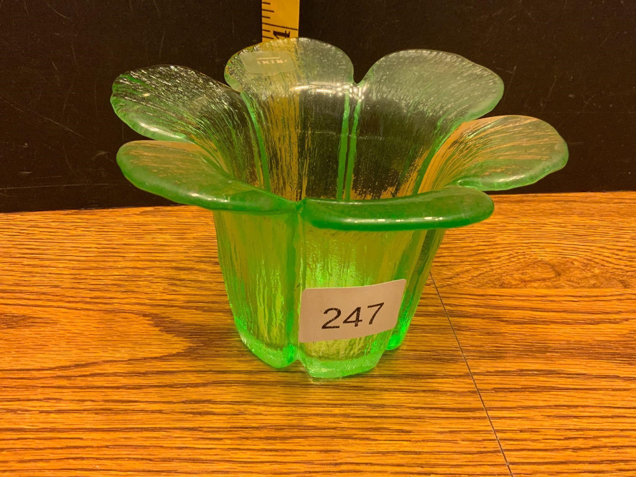 Vintage Art Glass Finish Vessel Spring Green
