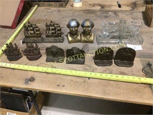6pait of vintage cast iron, aluminum, and glass