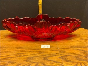 Vintage Jeannette Red Flash Oblong Fruit Bowl