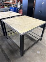 steel table with wood top  51" x 51" x 36" tall