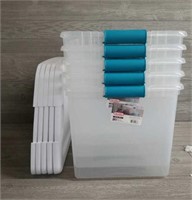 (4) New Plastic Storage Bins W/ Lids