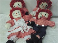 Raggedy Ann and Andy Dolls, 17 inches Tall