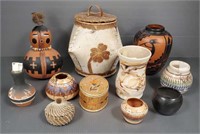 Group Native American style pottery &