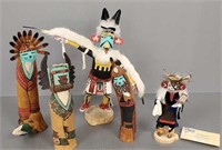 5 wooden Kachinas 11"T (1 as is) *No Shipping