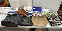 Assorted purses and hat