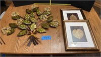 29”x29” metal leaf/flower decor, leaf art 15”x13”