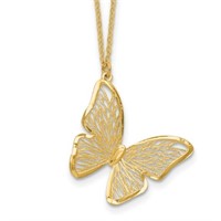 14k -Textured and Polished Butterfly 18in Necklace
