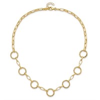 14K - Dia-cut and Textured Circles Fancy Necklace