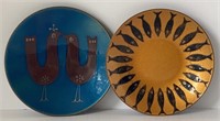 Two Enamel Design Dishes