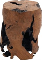 Deco 79 Teak Wood Live Edge Stump Accent Table