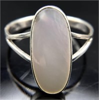 Sterling Silver Oval Stone Ring Sz 7.5