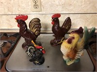 Large lot of 4 vintage chicken figurines