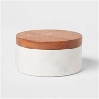 Marble/Wood Salt Cellar w/ Wooden Lid
