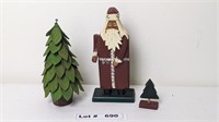 WOODEN SANTA AND TREES