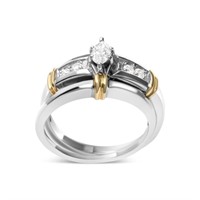 14K Gold Marquise Diamond Ring Set