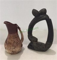 Tribal themed lot includes a pottery pitcher