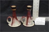 NICHOLS POTTERY CANDLE HOLDERS 6.5"