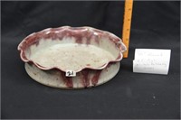 2001 NICHOLS POTTERY SCALLOPED PIE PAN 10"