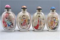 4 INNER PAINTED 'FOUR BEAUTIES' SNUFF BOTTLES