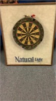 Natural light dart board with darts