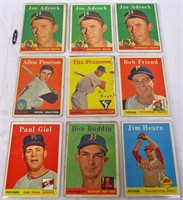 1958 Topps Lot of 8 Baseball Cards Giel