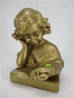 Girl Reading Book Bust