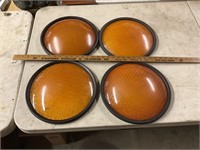 4 large traffic signal lenses, amber plastic with