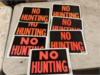 7 plastic no hunting signs unused