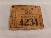 1913 Co.36, Pennsylvaia (misspelled) Res license