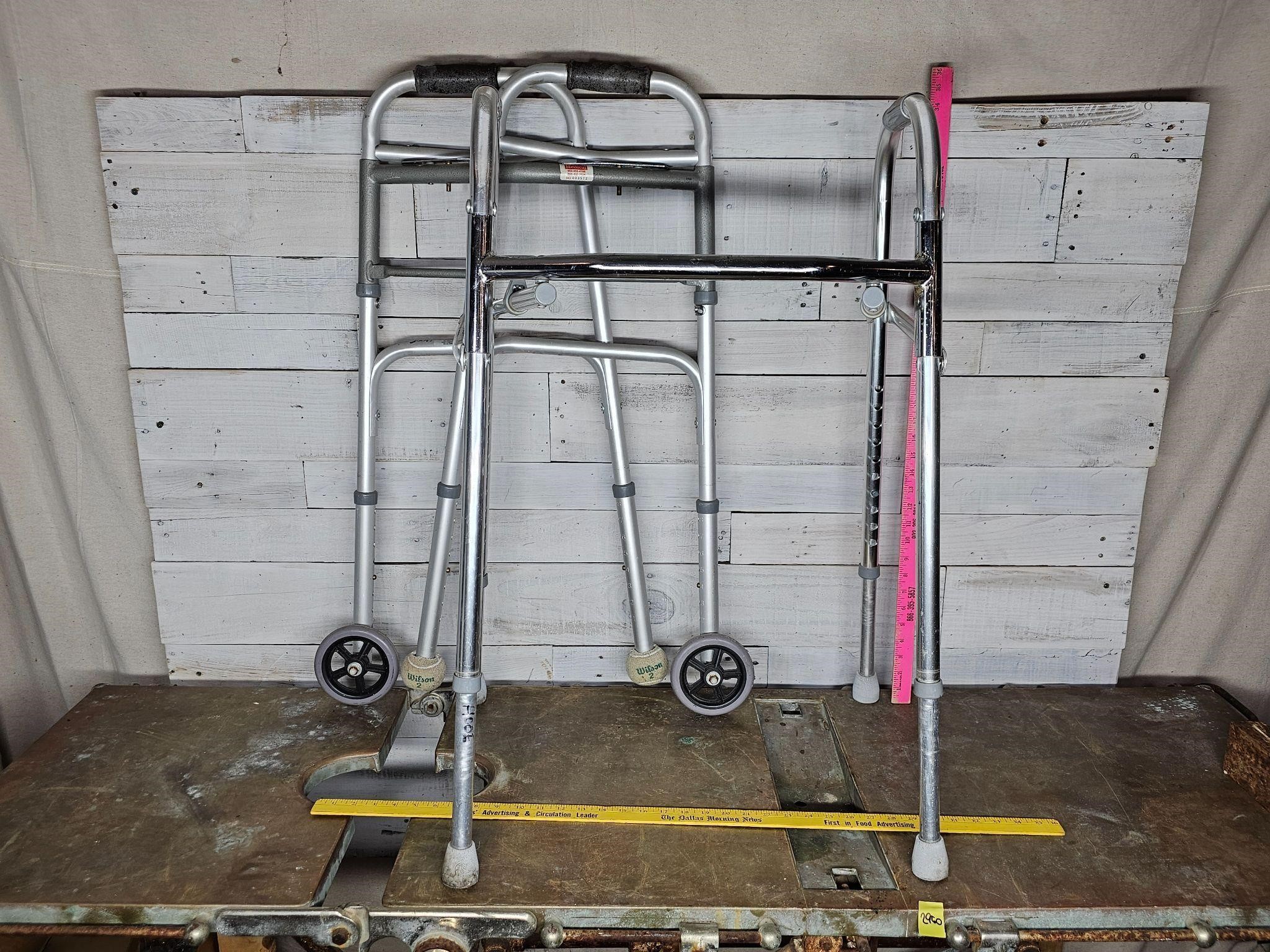 2 aluminum walkers