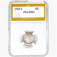 1925-S Mercury Silver Dime PGA MS62