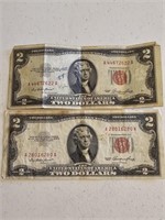 2-2 DOLLAR RED LETTER BILLS, 1953-1953