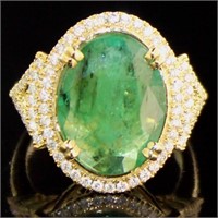14kt Gold 5.16 ct GIA Emerald & Diamond Ring