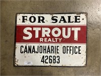 Vintage Strout Realty Metal Sign.