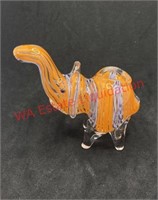 Glass pipe orange white and blue elephant