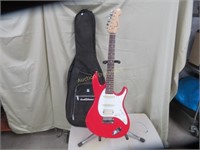 Squire by Fender, Red & White, Elec. Guitar & Case