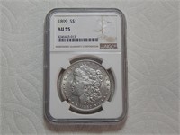 1899 Morgan Silver Dollar AU55 NGC