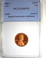 1981-S T1 Cent PR70 DCAM RD LISTS $2500