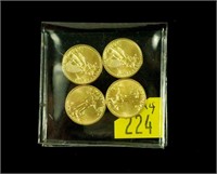 4- 2016 $5 Gold Eagles, uncirculated